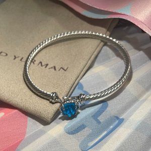 David Yurman Petite  Sterling Silver  Bracelet with Blue Topaz
